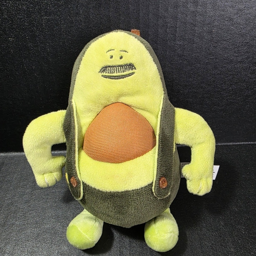 Wholly Guacamole Avocado Plush Promotional Character with Mustache and Overalls